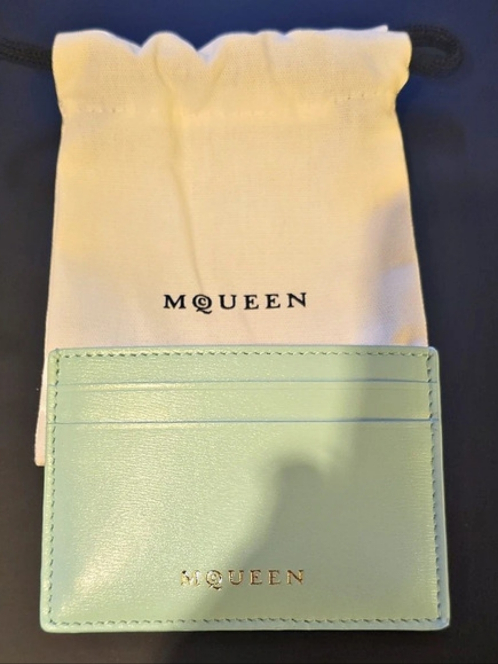 ✨ NWT Alexander McQueen Spearmint Leather Card Case Wallet + Dust Bag ✨